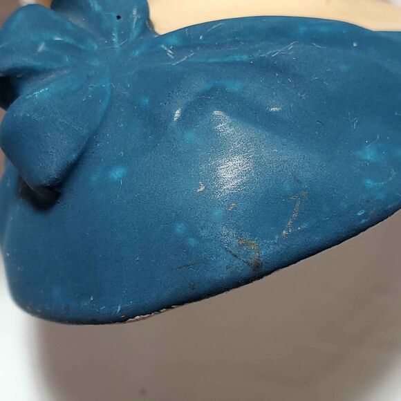 Lady Head Vase Blue Bow Pearls 5.5" - Picture 7 of 10